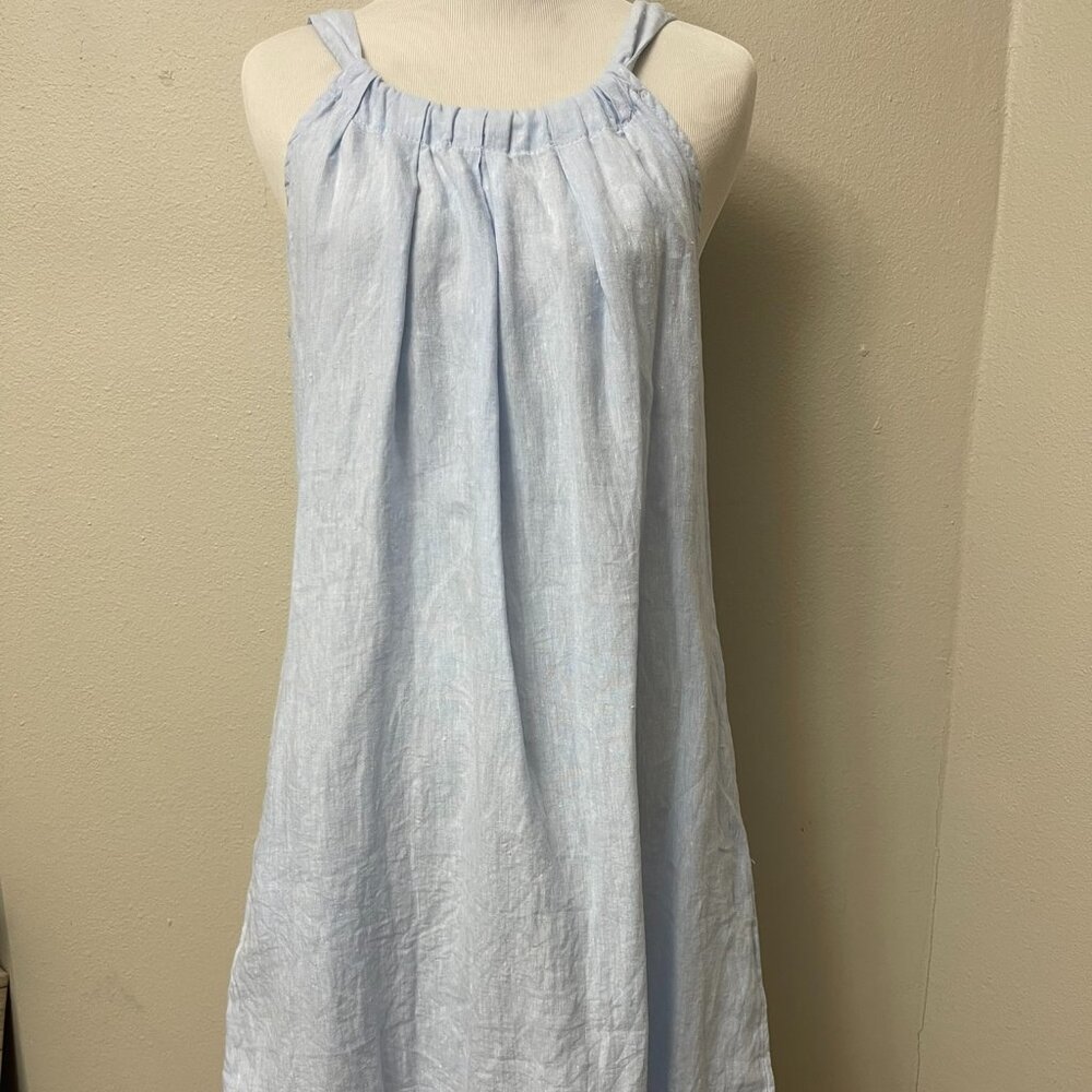 Malvin I Love Linen Blue Summer Pocketed Dress Medium Size 8